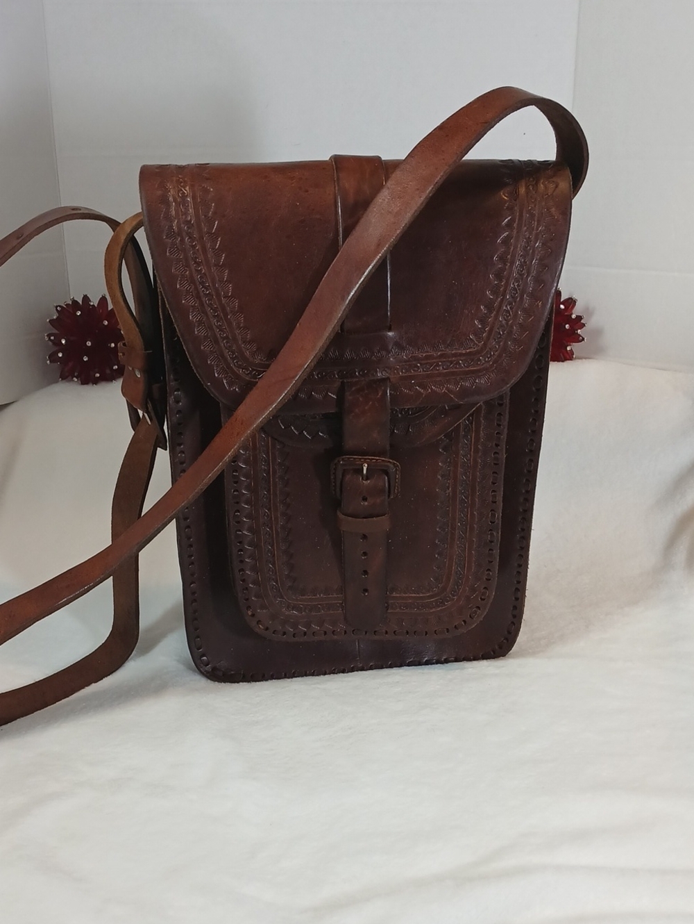 Handcrafted Brown Leather Tool Messenger  Crossbody Bag Men/Unisex